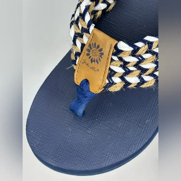 Yellow Box‎ Fida Flip Flops Navy Wide Strap Sandals Boho Sz 10 - Picture 8 of 9